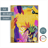 Collegeblock Premium Student „Tropical“ | A4, Lineatur 27, 80 Blatt, mehrfarbig
