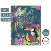 Collegeblock Premium Student „Tropical“ | A4, Lineatur 28, 80 Blatt, mehrfarbig