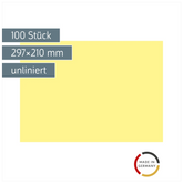 Karteikarten | 297×210 mm, A4, unliniert, gelb, 100 Stück