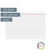 Karteikarten | 297×210 mm, A4, liniert, weiß, 100 Stück