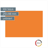 Karteikarten | 210×148 mm, A5, unliniert, orange, 100 Stück