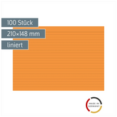 Karteikarten | 210×148 mm, A5, liniert, orange, 100 Stück