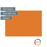 Karteikarten | 210×148 mm, A5, 5 mm kariert, orange, 100 Stück