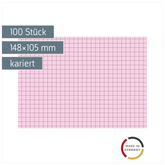 Karteikarten | 148×105 mm, A6, 5 mm kariert, rot, 100 Stück