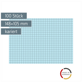 Karteikarten | 148×105 mm, A6, 5 mm kariert, blau, 100 Stück