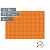 Karteikarten | 148×105 mm, A6, 5 mm kariert, orange, 100 Stück