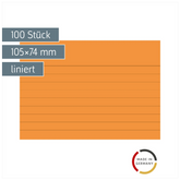Karteikarten | 105×74 mm, A7, liniert, orange, 100 Stück