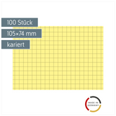 Karteikarten | 105×74 mm, A7, 5 mm kariert, gelb, 100 Stück