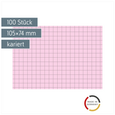 Karteikarten | 105×74 mm, A7, 5 mm kariert, rot, 100 Stück