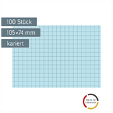 Karteikarten | 105×74 mm, A7, 5 mm kariert, blau, 100 Stück