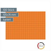Karteikarten | 105×74 mm, A7, 5 mm kariert, orange, 100 Stück