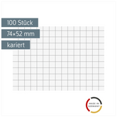 Karteikarten | 74×52 mm, A8, 5 mm kariert, weiß, 100 Stück