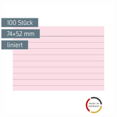Karteikarten | 74×52 mm, A8, liniert, rot, 100 Stück