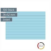 Karteikarten | 74×52 mm, A8, liniert, blau, 100 Stück