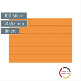 Karteikarten | 74×52 mm, A8, liniert, orange, 100 Stück