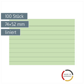 Karteikarten | 74×52 mm, A8, liniert, grün, 100 Stück