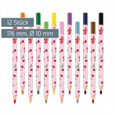 Dicke-Buntstifte-Set Fruity Love | Dreikantform, rosa/rot, 12 Stück