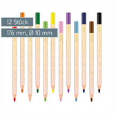 Dicke-Buntstifte-Set Sunny Ocean | Dreikantform, gold/mehrfarbig, pastell, 12 Stück