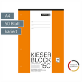KIESER-Block gelocht | A4, Lineatur 22, 50 Blatt, mehrfarbig