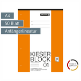 KIESER-Block gelocht | A4, Lineatur 1, 50 Blatt, mehrfarbig