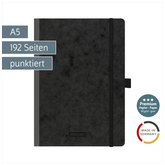Notizbuch Premium FACT!plus Kladde | A5, punktiert, Gummizugverschluss, schwarz
