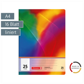 Schulheft | A4, Lineatur 25, 16 Blatt, mehrfarbig
