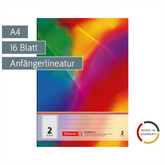 Schulheft | A4, Lineatur 2, 16 Blatt, mehrfarbig