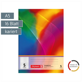 Schulheft | A5, Lineatur 5, 16 Blatt, mehrfarbig