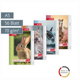 Hausaufgabenheft Für clevere Faule „Tiere“ | A5, 56 Blatt, sortiert