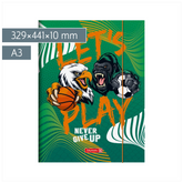 Sammelmappe Sporty Animals für A3 | A3, Füllhöhe: 10 mm, grün/mehrfarbig
