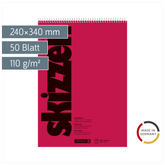 Skizzenblock | 240×340 mm, 50 Blatt, rot