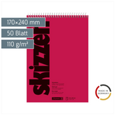 Skizzenblock | 170×240 mm, 50 Blatt, rot