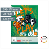 Zeichenblock Sporty Animals | A3, 20 Blatt, grün/mehrfarbig
