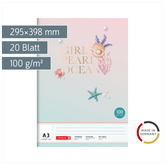 Zeichenblock Sunny Ocean | A3, 20 Blatt, gold/mehrfarbig, pastell