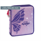 Federmäppchen XXL Magic Butterfly | 2 Reißverschlüsse, rosarot/lila