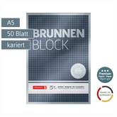 Briefblock Premium „BRUNNEN-Block“ | A5, Lineatur 5, 50 Blatt, silber