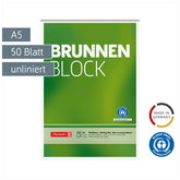 Briefblock „BRUNNEN-Block“ Recycling | A5, Lineatur 6, 50 Blatt, grün