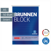 Briefblock „BRUNNEN-Block“ Recycling | A5, liniert, 50 Blatt, blau