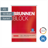 Briefblock „BRUNNEN-Block“ Recycling | A5, Lineatur 5, 50 Blatt, rot
