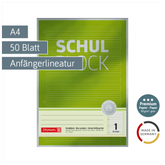 Schulblock Premium | A4, Lineatur 1, 50 Blatt, grün