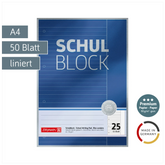 Schulblock Premium | A4, Lineatur 25, 50 Blatt, blau