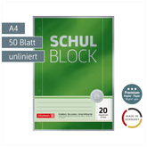 Schulblock Premium | A4, Lineatur 24, 50 Blatt, grün