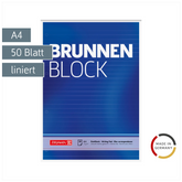 Briefblock „BRUNNEN Block“ gelocht | A4, Lineatur 21, 50 Blatt, blau