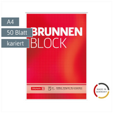 Briefblock „BRUNNEN Block“ gelocht | A4, Lineatur 22, 50 Blatt, rot