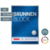 Briefblock Premium „BRUNNEN-Block“ | A4, Lineatur 21, 50 Blatt, blau