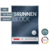 Briefblock Premium „BRUNNEN-Block“ | A4, Lineatur 22, 50 Blatt, blau