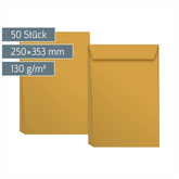 Versandtaschen mit Faltboden | 250×353 mm, B4, 130 g/m², braun, 50 Stück