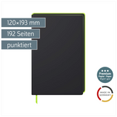 Notizbuch Premium Flexibook „Neon“ | A5, punktiert, neongrün/schwarz