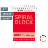 Spiralnotizblock | A7, kariert, 50 Blatt, rot