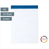 Notizblock | A6, liniert, 50 Blatt, blau